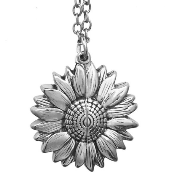 YOU ARE MY SUNSHINE SUNFLOWER NECKLACE LOCKET HIDDEN MESSASSAGE - Picture 2 of 7